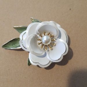 Large Vintage Enamel Flower Brooch